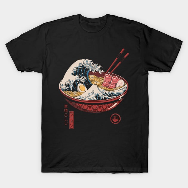 Great Ramen Wave T-Shirt by Vincent Trinidad Art